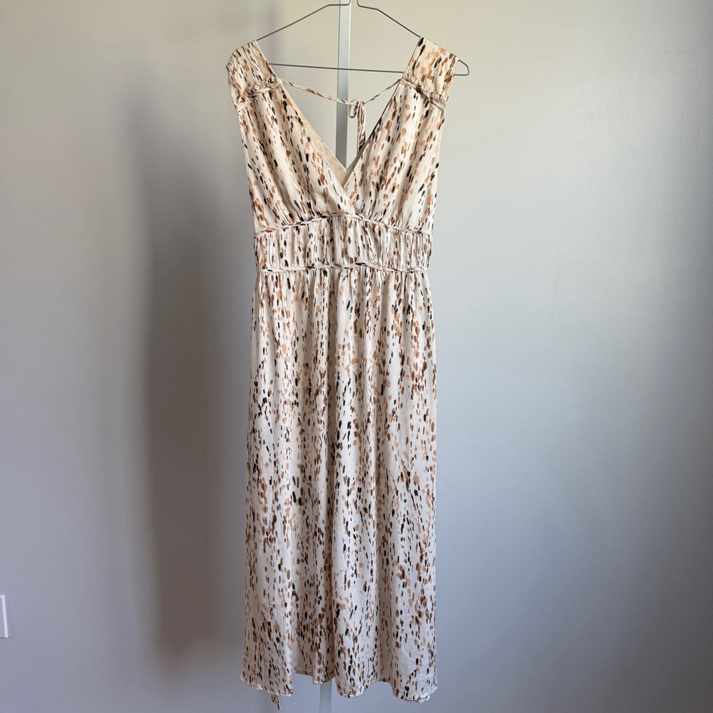 Anthropologie Grade & Gather sz S cream brown cottage milkmaid Y2K maxi dress